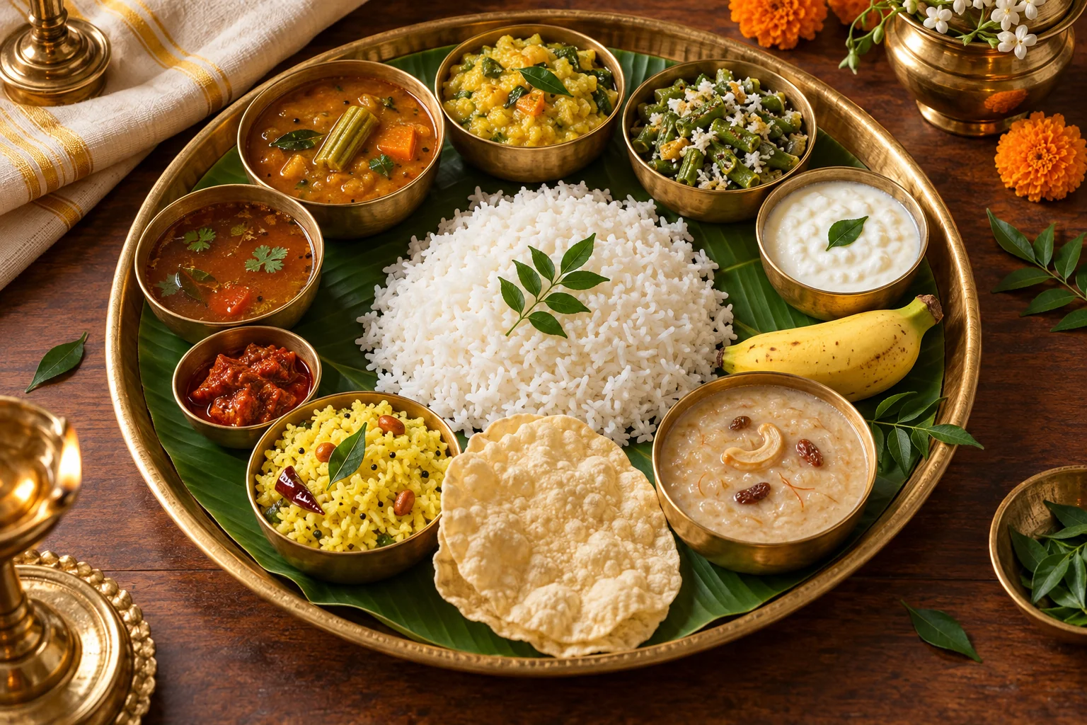 Traditional South Indian thali